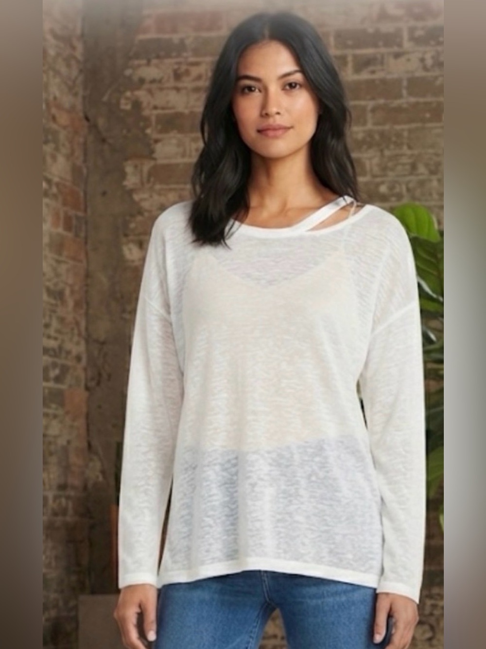 SANCTUARY Womens Slitted Scoop Neck Bell Sleeve Top Large NWT